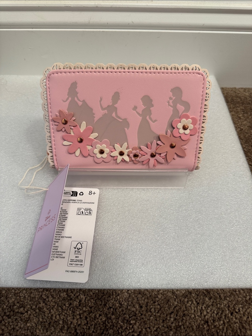 Loungefly Disney princesses silhouette floral lace zip around wallet NWT